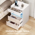 thumbnail image 6 of Hommpa Biometric Fingerprint Lock Nightstand with Charging Station, White Smart LED Bedside Table with Lockable Drawer for Gun Safe, Modern High Gloss 3 Drawers End Table for Bedroom, 6 of 12
