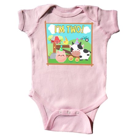 

Inktastic I m Two! Farm Animals Wearing Birthday Party Hats Gift Baby Boy or Baby Girl Bodysuit