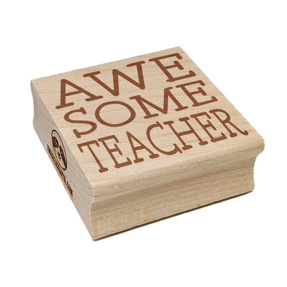 Awesome Teacher Fun Text Square Rubber Stamp Stamping Scrapbooking Crafting - Large 2.75in