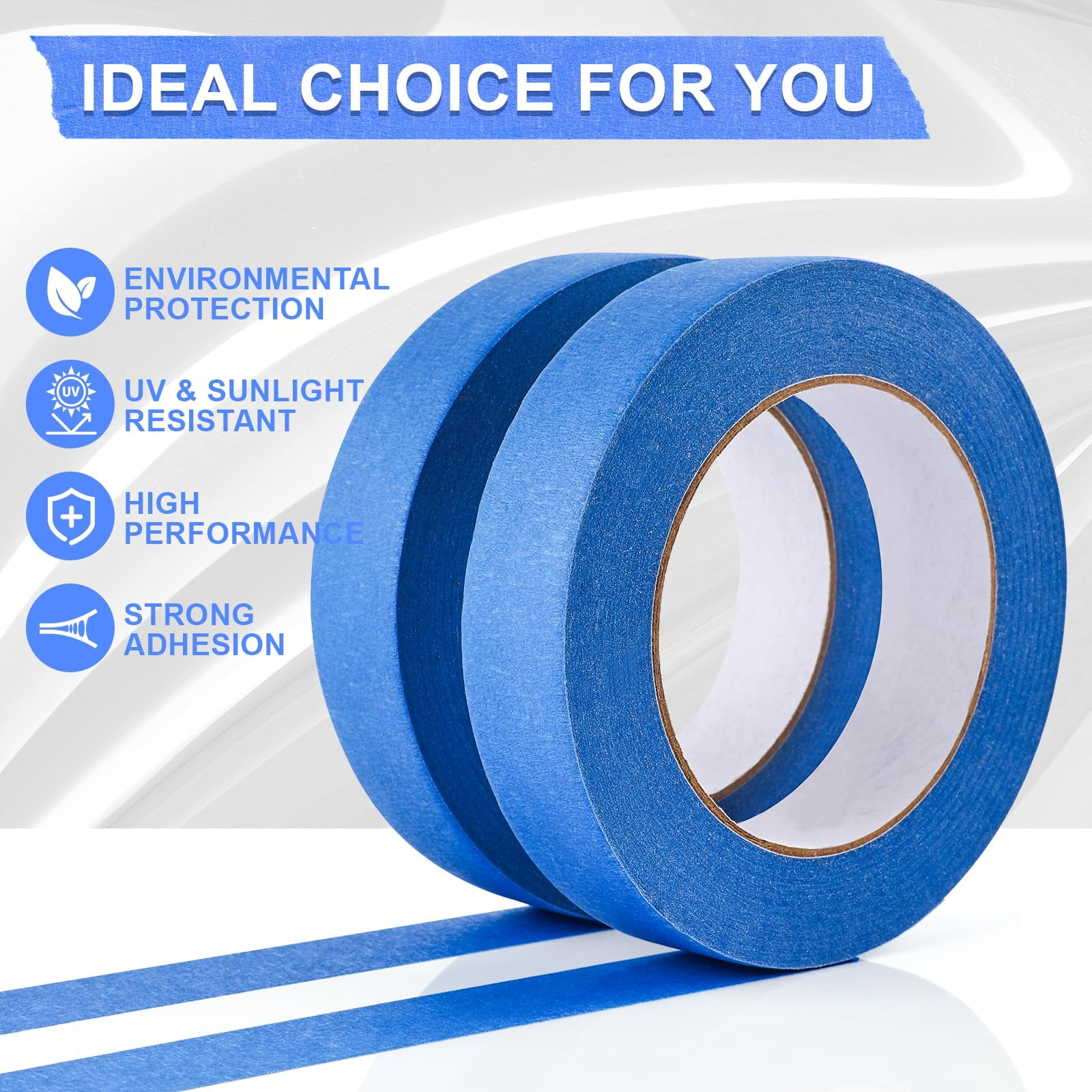 30 Rolls Blue Painters Tape 1 Inch Wide  55 Yards Multi-surface Bulk Masking With Lines Free Painting For Indoor And Outdoor Home Wall