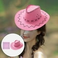 thumbnail image 6 of Wind Lanyard Cowboy Hat with Bandana Square Hair Scarf Dress up Costume Accessories Props Cowgirl Hats for Western Party Holiday Hiking , Light Pink, 6 of 8