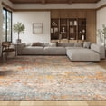 thumbnail image 5 of SAFAVIEH Madison Kebo Abstract Area Rug, Grey/Orange, 9' x 9' Square - Large - Modern Design, Grey & Orange, Ideal for Living Room, Bedroom, Dining Space, 5 of 17