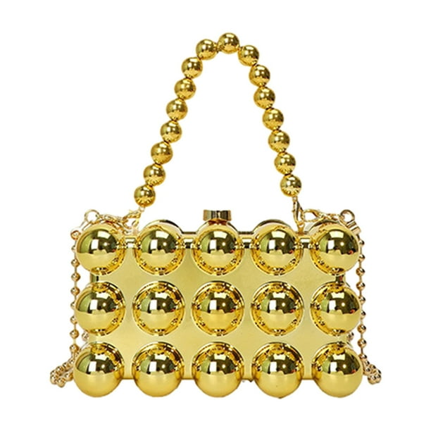 Bolso de mano para mujer con cadena y correa para el hombro, moderno bolso de viaje para vacaciones Dorado