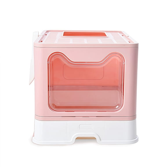 Enclosed Cat Litter Tray With Anti-Spill Design And Portable Foldable Feature