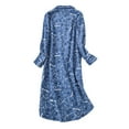 thumbnail image 2 of Clearance Women Cotton Nightgown Button Down Boyfriend Nightshirt Mid-Long Style Sleepshirt Pajama Tops,Long Sleeve V-Neck Plaid Night Gown Pajama Dress,S-XL Blue Stary, 2 of 7