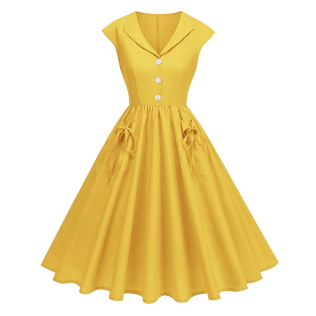 COM1950s Robe pour Femmes, Robe d'Invitée de Mariage, Robe Unie pour Femmes, Tenue d'Invitée de Mariage, Robe pour Invitée de Mariage Femmes Été, Robe d'Été Décontractée pour Femmes, Vêtements de Robe pour Femmes