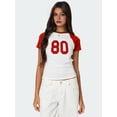 thumbnail image 4 of Gynyvoja Women Short Sleeve Jersey Crop Tops Y2k Graphic Tees Summer Teen Girls Crewneck Slim Fit T-Shirts Red L, 4 of 8
