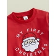 thumbnail image 6 of Toddler Baby Girl Boy Christmas Outfits 0 6 12 18 24 Months 2T 3T Santa Claus Letter Embroidery Long Sleeve Sweatshirt with Solid Pants Clothing Set, 6 of 9