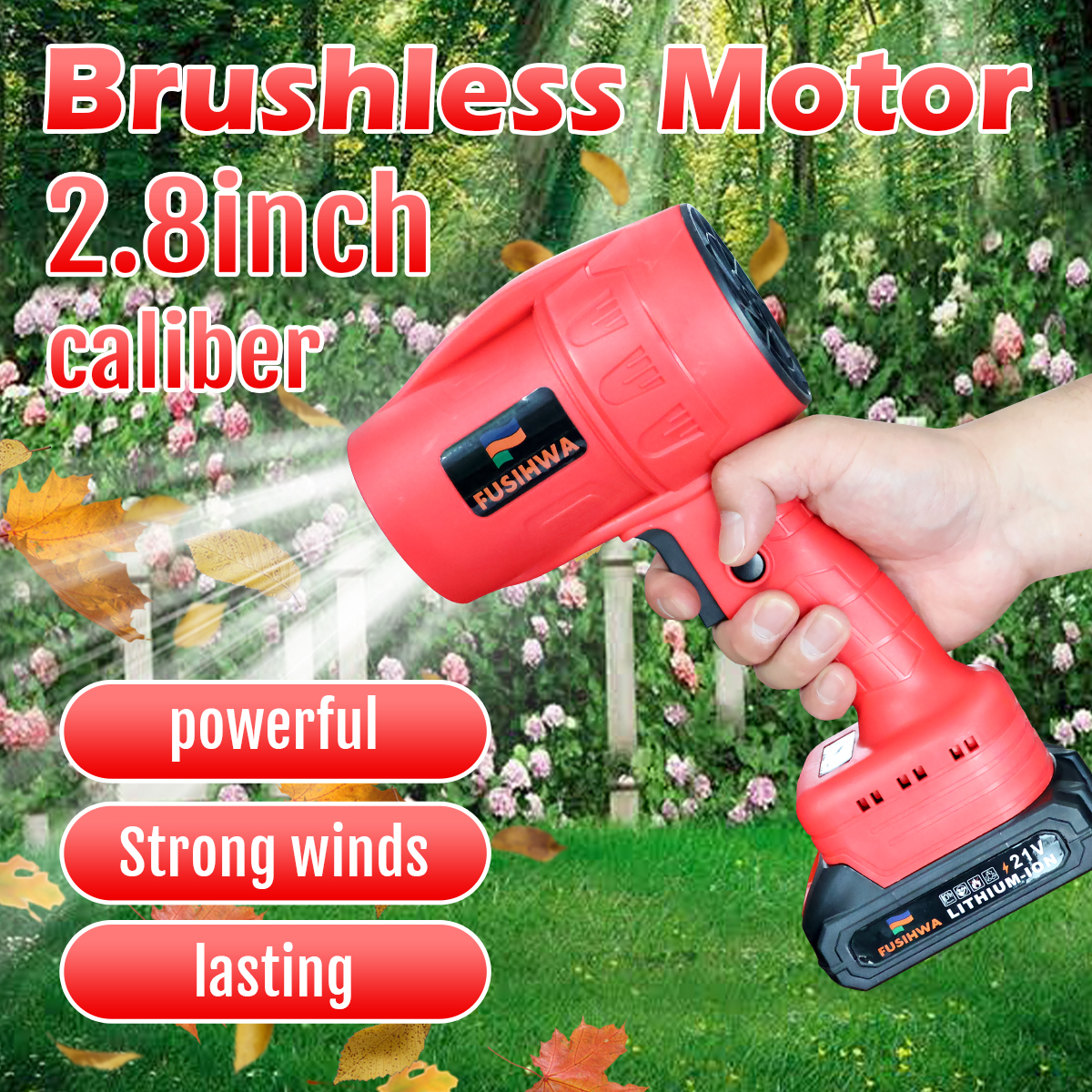 Handheld Mini Cordless Leaf Blower, 21V Battery Cordless Small Leaf Blower for Lawn Care, Patio, Car Dryer, Blowing Leaves and Dust,Battery Powered 400 CFM 100 MPH,Tiny Red Leaf Blowers
