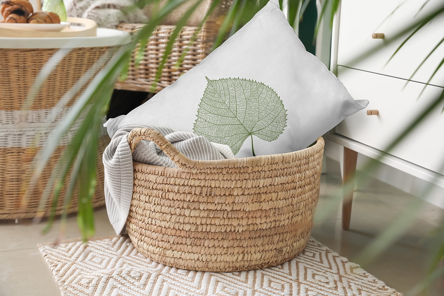 20" x 14" Simply Daisy Leaf Study Polyester Accent Pillow, Scallion Qty 1