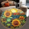 thumbnail image 4 of Round Area Rug, Sunflowers7 Non-Slip Floor Mat, Soft Washable Carpet for Living Room Bedroom Decor 24 Inch, 4 of 6