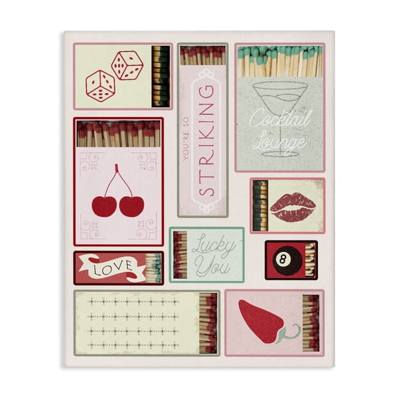 Stupell Industries Trendy Glam Matchboxes Fashion Painting Wrapped Canvas Canvas Art Print Wall Art, 16 x 20