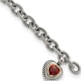 thumbnail image 1 of 14K/Silver Two-Tone Sterling Silver With 14K Garnet Heart Link Bracelet Made In Thailand qtc397, 1 of 5