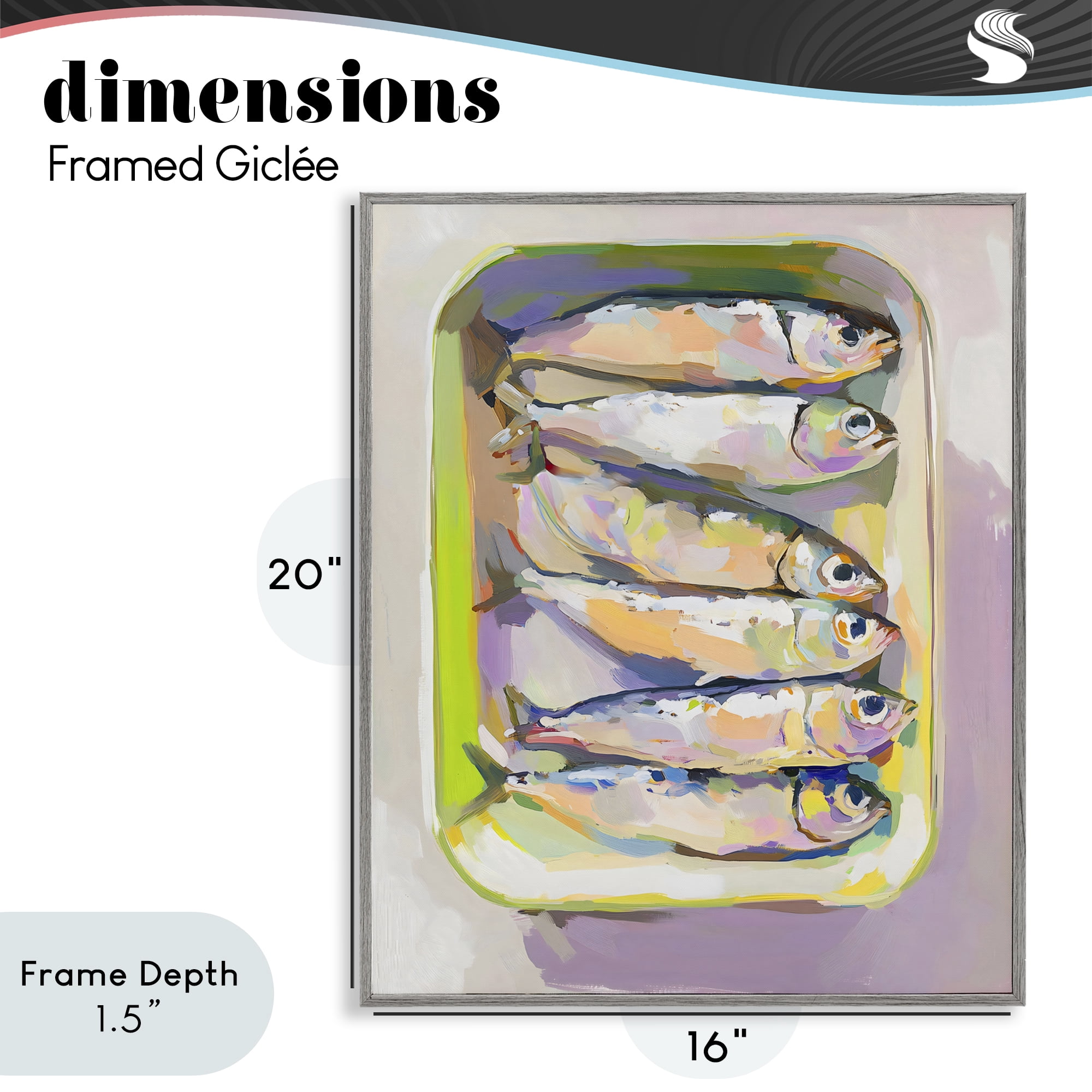 Stupell Industries Vibrant Hued Sardines Gray Framed Giclee Art, design by The Prints Vibe