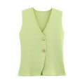 thumbnail image 2 of Women Lightweight Vest Dressy with Button Women Casual Solid Color V-Neck Sleeveless Tank Top Cropped Vest Winter Clothing for Women Green M, 2 of 3