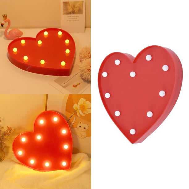 Lindas Luces Nocturnas Con Forma De Corazón Con Agujeros De Gancho Lámpara De Amor LED 10 LED Batería Luz Caliente Con Batería Para Parejas Decisión De La Habitación Para