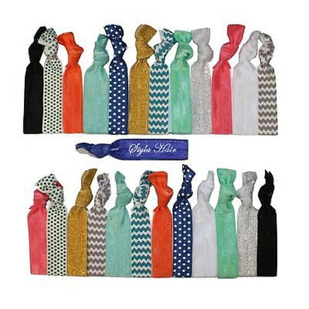 Styla Hair No Crease Ribbon Hair Ties 25 Pack Variety Ouchless
