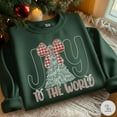thumbnail image 2 of Joy to the world applique embroidery Sweatshirt, coquette tree embroidery Shirt, Holiday embroidery Tshirt, gifts for christmas, 2 of 5