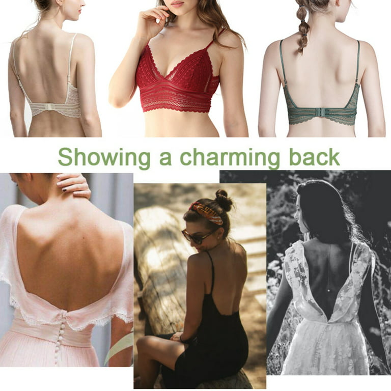 Spdoo Low Back Bras for Women Sexy Lace-U-Back Lifting Bra Wireless  Bralette for Low Back Dress 