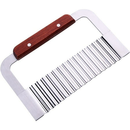 

Wave Knife Kitchen Utensil SUS 304 Thick Stainless Steel Wooden Handle Handmade Potato Cutter Vegetable Chop Potatoes Kitchen Utensils