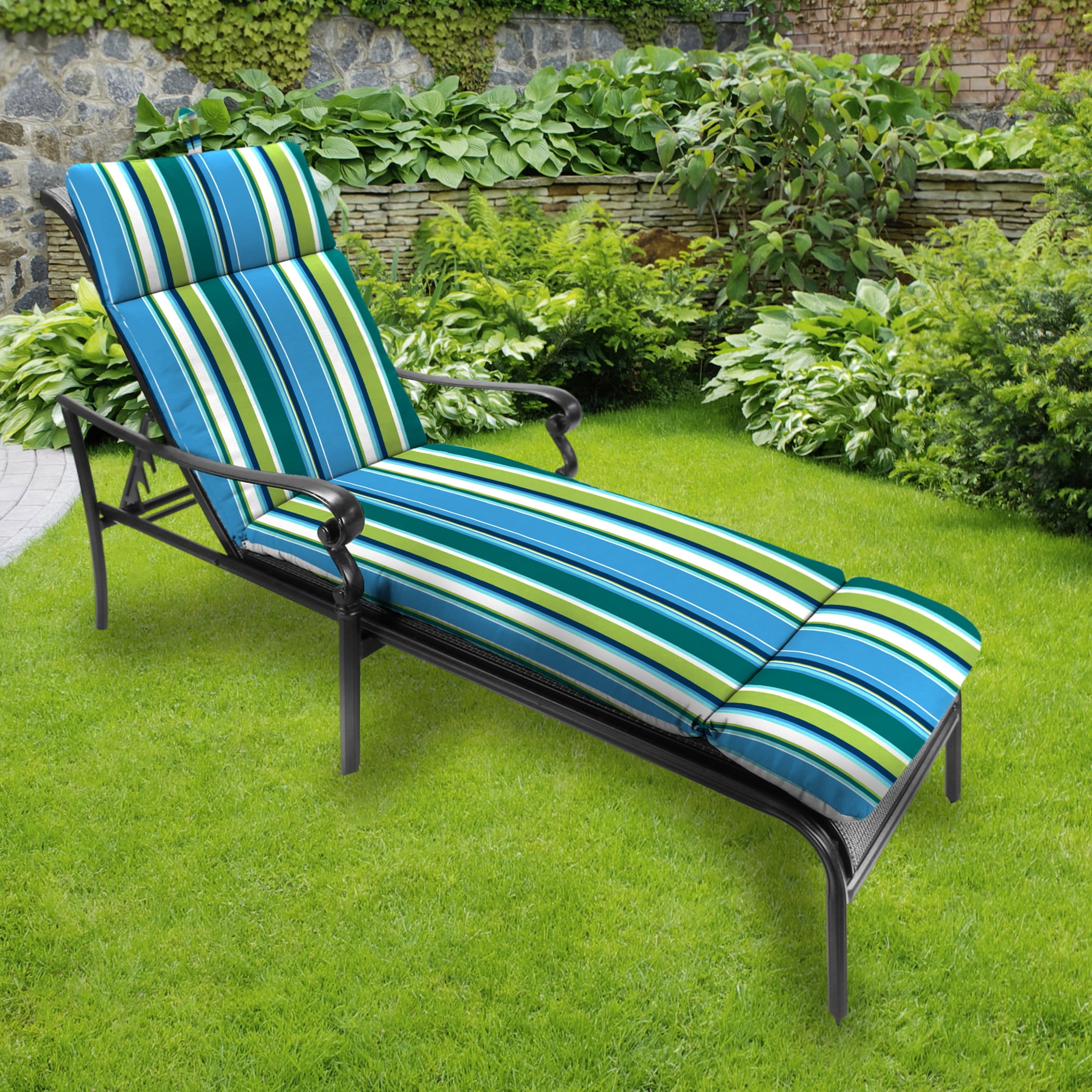 Jordan Manufacturing 74" x 22" Rectangular Outdoor Chaise Lounge Cushion with Ties and Hanger Loop