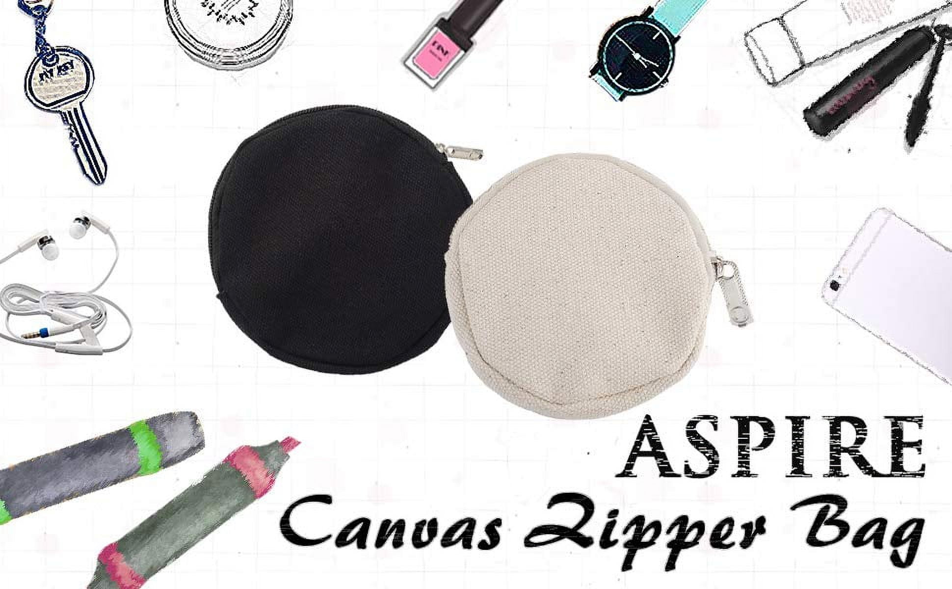 Aspire 12-Pack Black Round Canvas Coin Purses, x Inch Circle