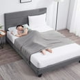 thumbnail image 6 of Lammaloe King Size Platform Bed Frame with Horizontal Channel Upholstered Headboard, Grey, King, 6 of 9