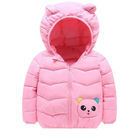 

ZHUASHUM Toddler Jacket Baby Boys Girls Winter Warm Cartoon Panda Prints Bear Ears Hooded Padded Outwear Kid Coat