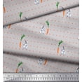 thumbnail image 3 of Soimoi Cotton Duck Fabric Carrot & Rabbit Dots Print Sewing Fabric Yard 42 Inch Wide, 3 of 5