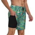 thumbnail image 2 of Kdxio Mushrooms And Flowers Print Men'S Swim Trunks With Compression Liner 7 Inch Inseam Quick Dry Swim Shorts, 2 of 7