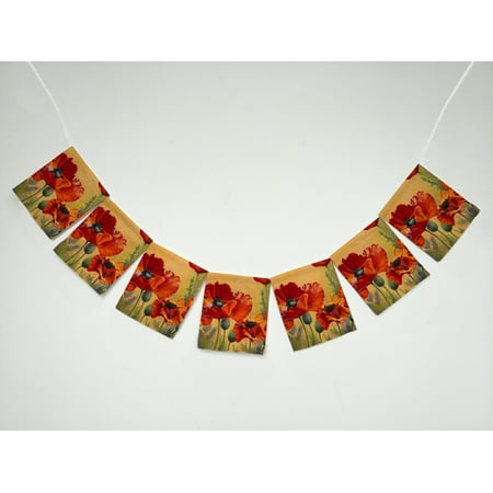 ZKGK Red Poppy Passion Banner Bunting Garland Flag Sign for Home Family Party
