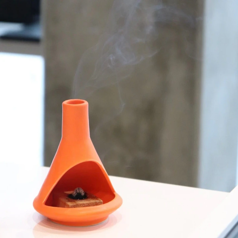 Palo Santo Holder - Handmade Ceramic Incense Burner Stand for Sage, Smudging and Meditation (5.51 x 4.52 Inch)Orage