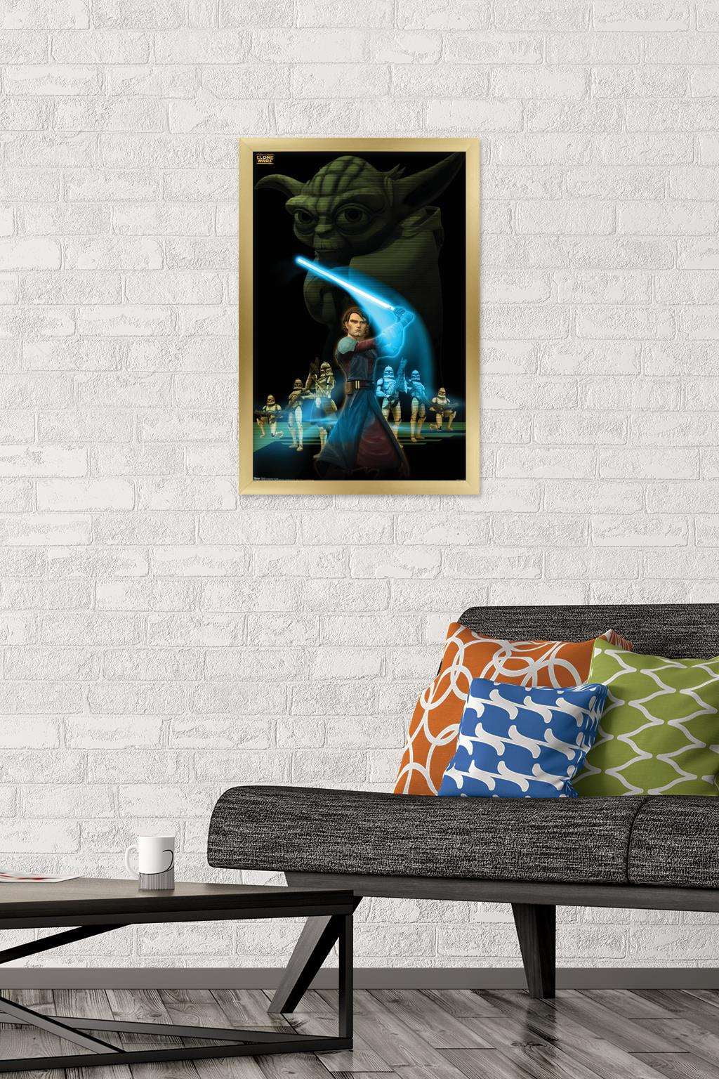 Star Wars: The Clone Wars - The Force Wall Poster, 14.725" x 22.375", Framed