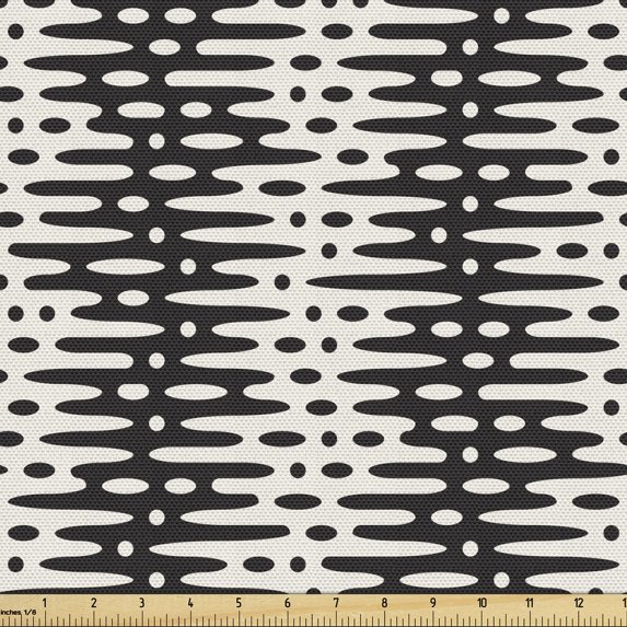 Abstract Fabric by the Yard, Surreal Wavy Pattern Illusional Random Streaks and Blots, Upholstery Fabric for Dining Chairs Home Decor Accents, Dark Mauve and Eggshell by Ambesonne