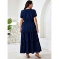 thumbnail image 5 of LapaPlus Plus Size Dresses for Women Elegant Short Sleeve Beach Party Dress with Pockets, 5 of 13