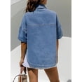 thumbnail image 6 of EMMIOL Women's Oversized Distressed Denim Shirt Long Sleeve Button Down Jean Jacket Fall Casual Outfits 2026, 6 of 7