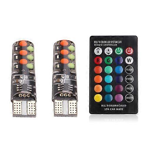 Bombilla LED RGB T10 w5w 12SMD COB canbus 194 168 para coche con control remoto, luz de lectura con flash/estroboscópico, luces de gálibo, estilo A