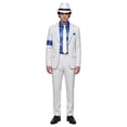 thumbnail image 2 of Striped Retro Stage Outfit for Halloween Pop Star Costume Set Jacket and Top with Pants and Hat with Tie for Disco Party Performance Show L, 2 of 7