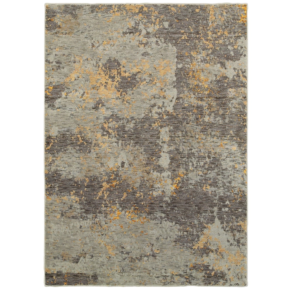 Evolution 8025B Grey and Gold Abstract Area Rug 5'3"X7'3"