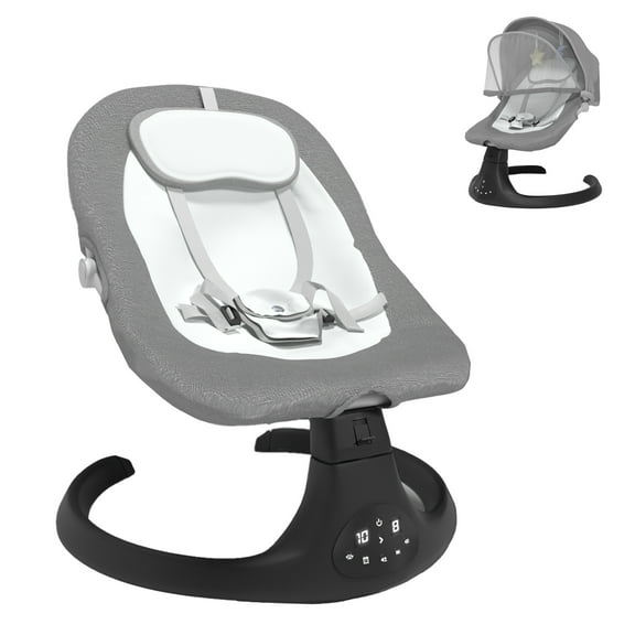 G TALECO GEAR Baby Swing for Infants, Electric Baby Swing Bluetooth Baby Bouncer with Music Speaker, Rocking Chairs, 5 Speeds and Remote Control, Gray