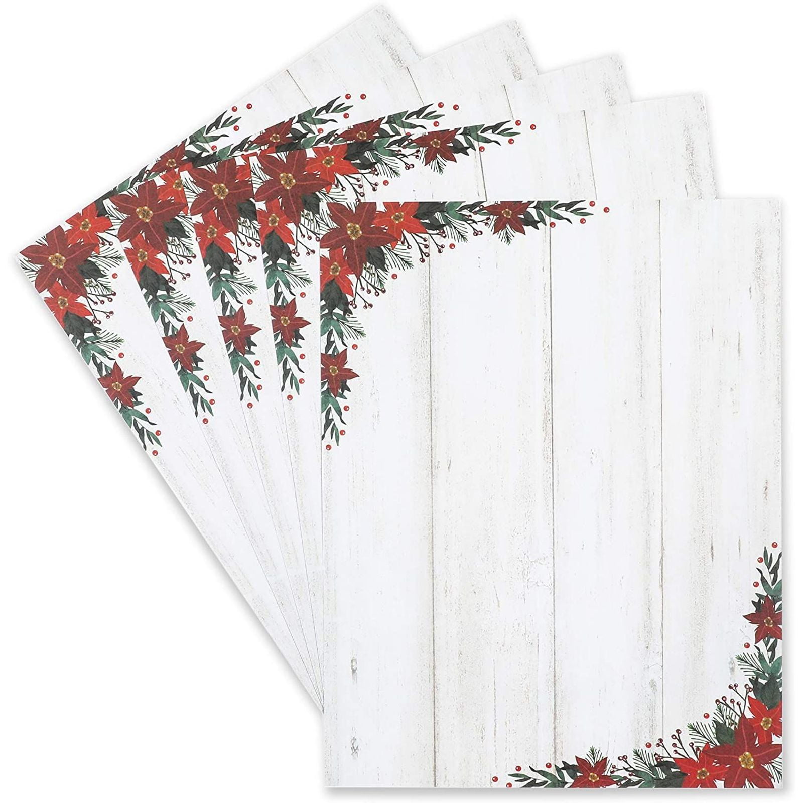 100 Sheet Poinsettia Christmas Stationary Paper, Lined Writing Letter  Stationery Set for Xmas, Holiday, Kids, Girls, 8.5" x 11" - Walmart.com