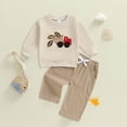 thumbnail image 2 of Toddler Baby Boys Outfits Boy Spring Fall Cute Long Sleeve Stretch Waistband 6 9 12 18 24 Months Sweatshirt Tops and Jogger Pants 2Pcs Set, 2 of 4
