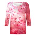 thumbnail image 4 of Joau Valentine's Day 3/4 Length Sleeve Womens Tops Crew Neck Loose Casual Blouses Heart Print Tunic Tops Graphic Tees Shirts Gifts for Women, 4 of 5