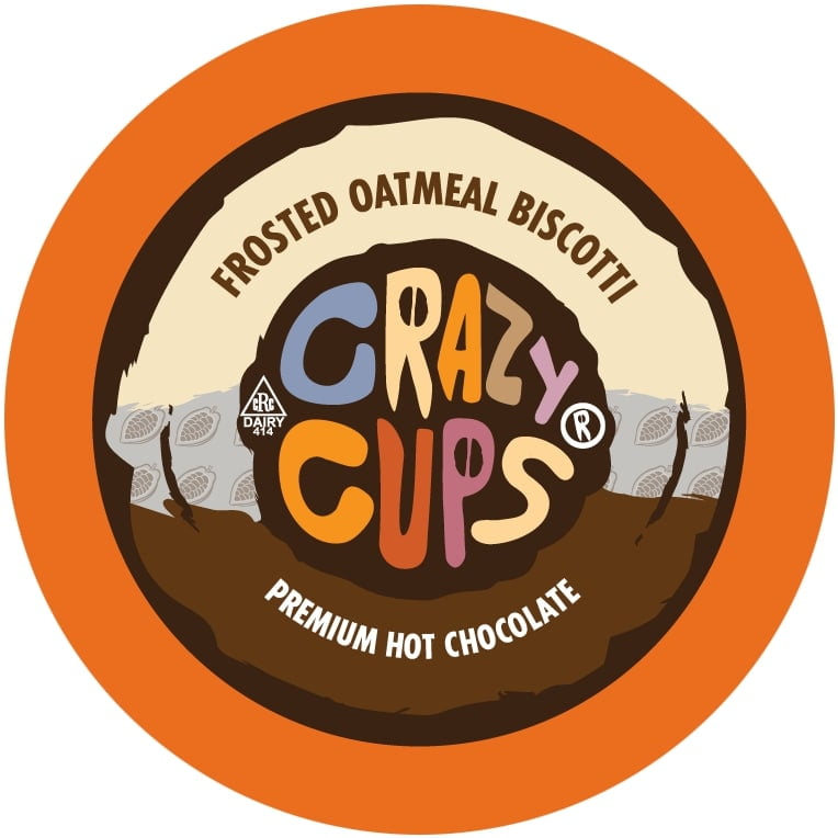 Crazy Cups Frosted Oatmeal Biscotti Hot Chocolate Pods, 22 count for Keurig K Cups Machines