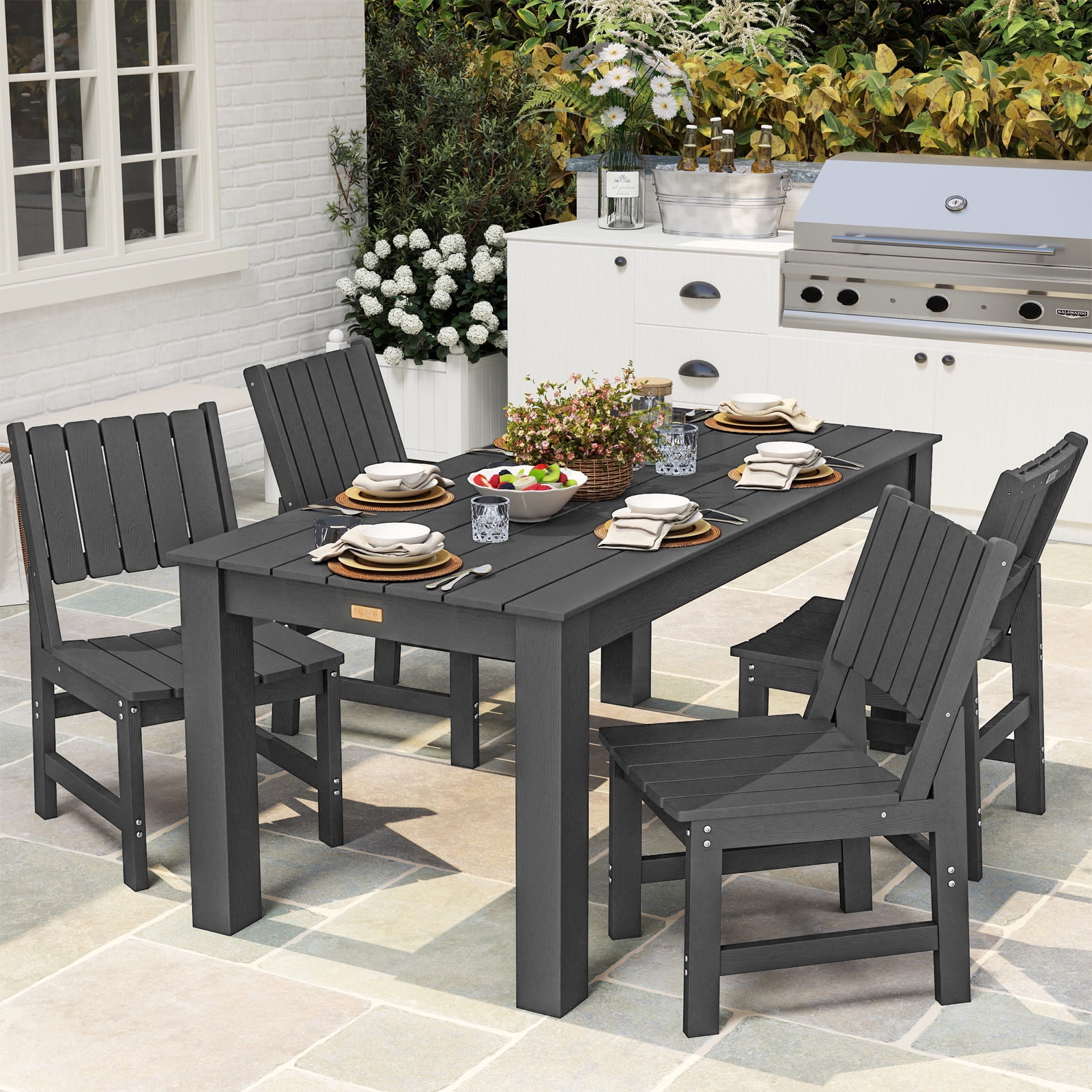 Wingyz Outdoor Patio Furniture Set, All Weather Plastic Dining Table 1PC, Grey