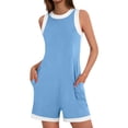 thumbnail image 6 of gbyLJF Womens Jumpsuit Casual Wide Leg Sleeveless Jumpsuits Solid Color Cropped Rompers Loose Fit Overalls with Pockets, 6 of 7
