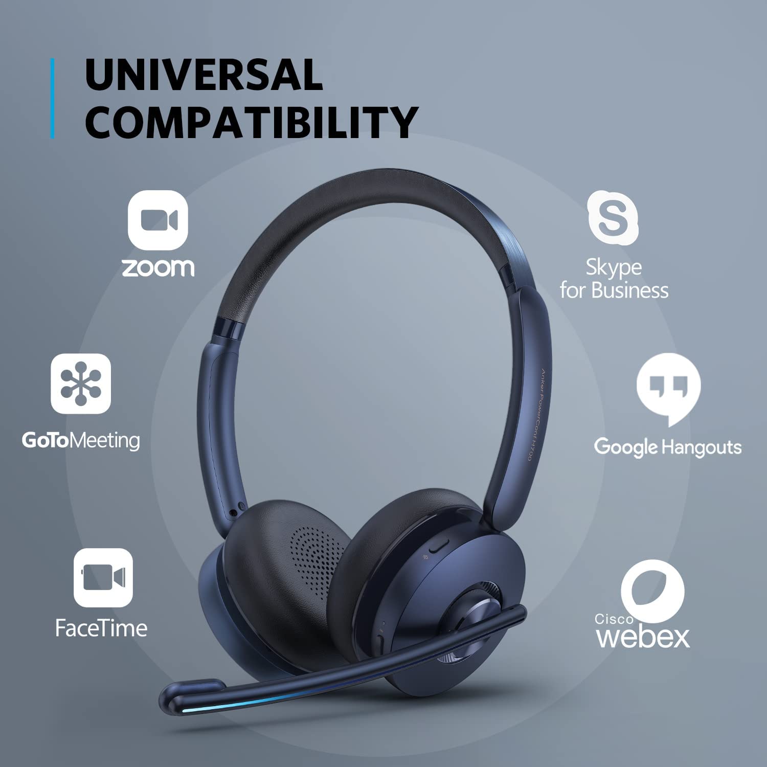 Anker PowerConf H700 Bluetooth Headset with Charging Stand Active Noise Cancelling Office Headphone with Microphone - image 5 of 7