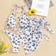 thumbnail image 2 of Traje de baño bikini de tres piezas HUOGUO con estampado de mariposas para mujer, 2 of 3
