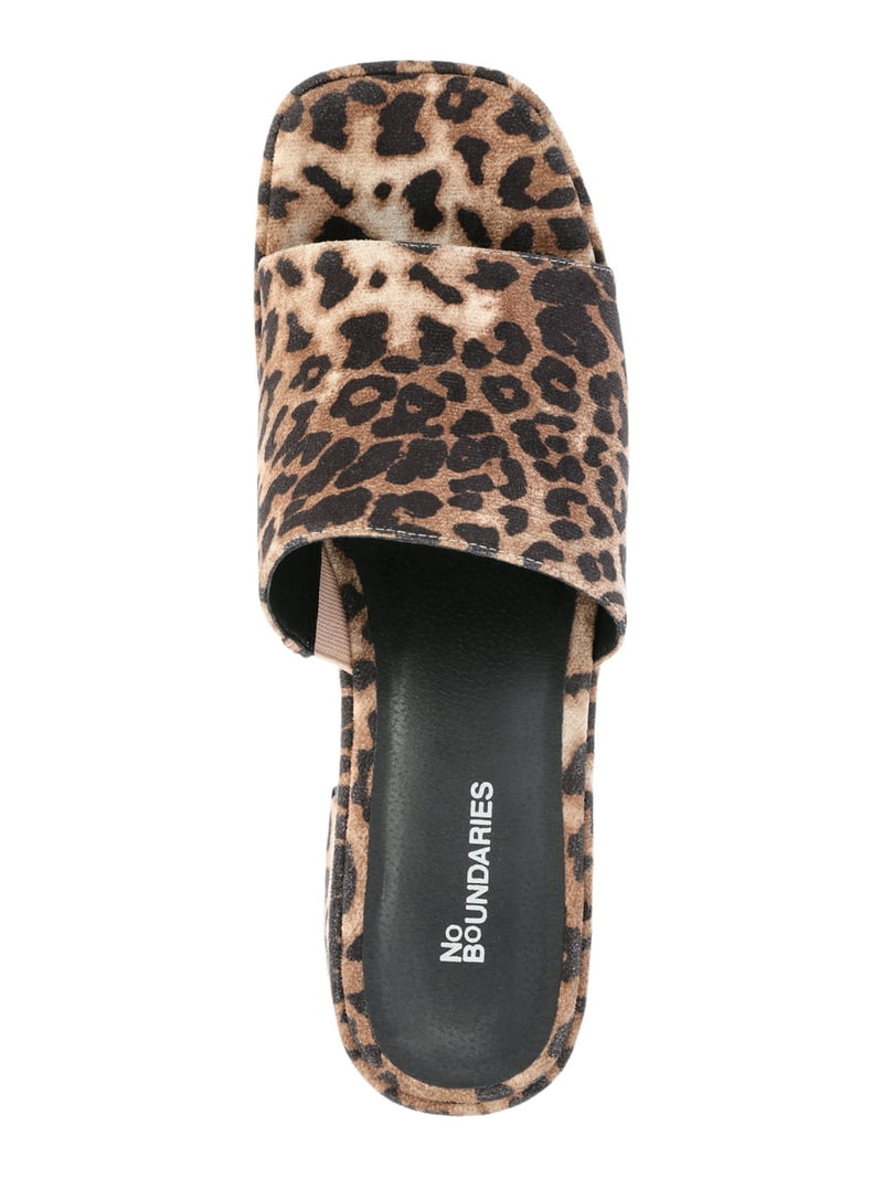 【COLOR iN ID】Leopard print platform sole flip flop mule No Boundaries Platform Mule Sandal - 3.44 Block Heel