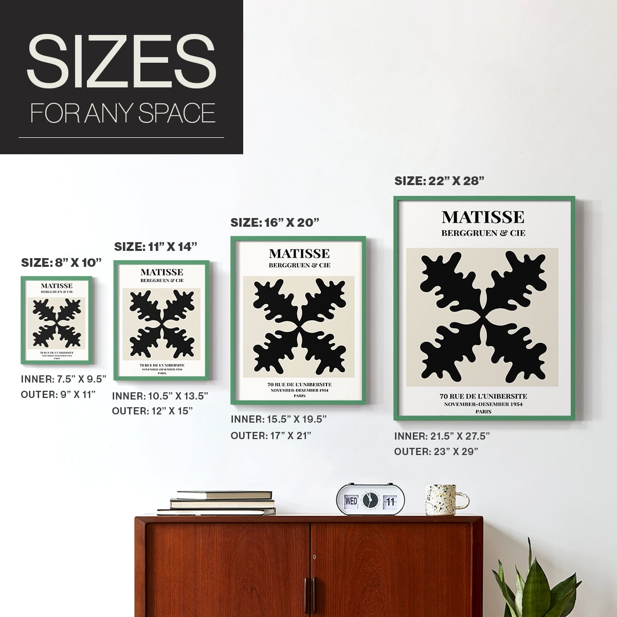 Matisse CXLVI Framed Print in Green Solid Wood 8 x 10 Framed Print